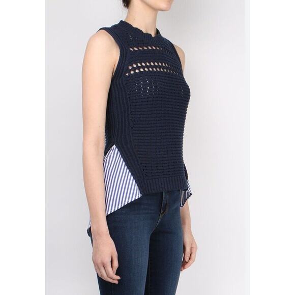 Veronica Beard Blue White Par Combo Sleeveless Sweater Size XS South Beach - Picture 3 of 10